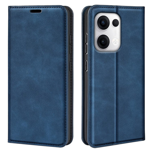 For Oppo Reno13 Pro 5G Case Skin Touch Leather Wallet Phone Cover - Blue