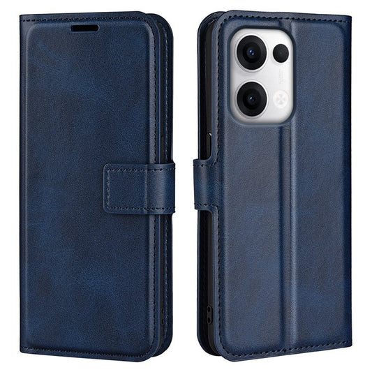 For Oppo Reno13 Pro 5G Stand Case Anti-Scratch Calf Texture Leather Phone Cover - Blue