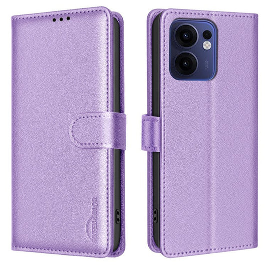 BINFEN COLOR BF32 For Oppo Reno13 F 5G Leather Case Wallet RFID Blocking Phone Cover - Purple