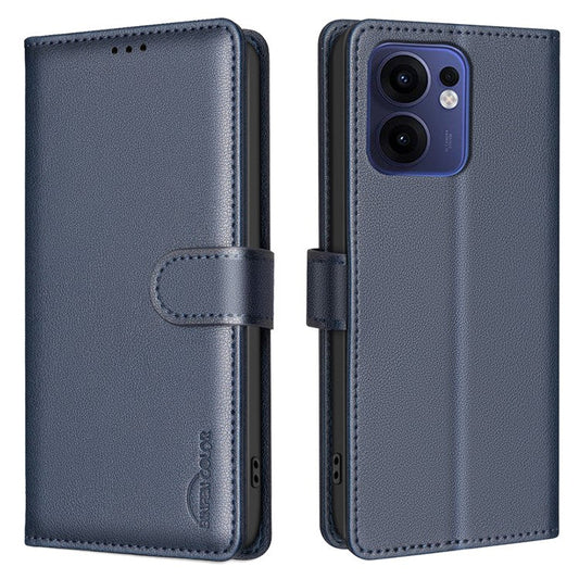 BINFEN COLOR BF32 For Oppo Reno13 F 5G Leather Case Wallet RFID Blocking Phone Cover - Blue