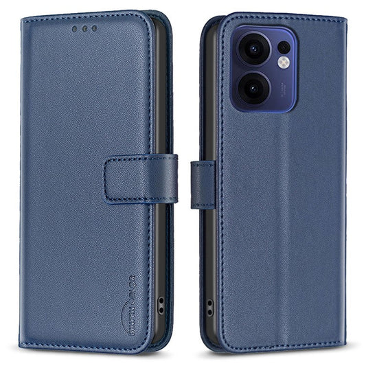 BINFEN COLOR BF17 For Oppo Reno13 F 5G Case Wallet Folio Flip Leather Cover - Blue