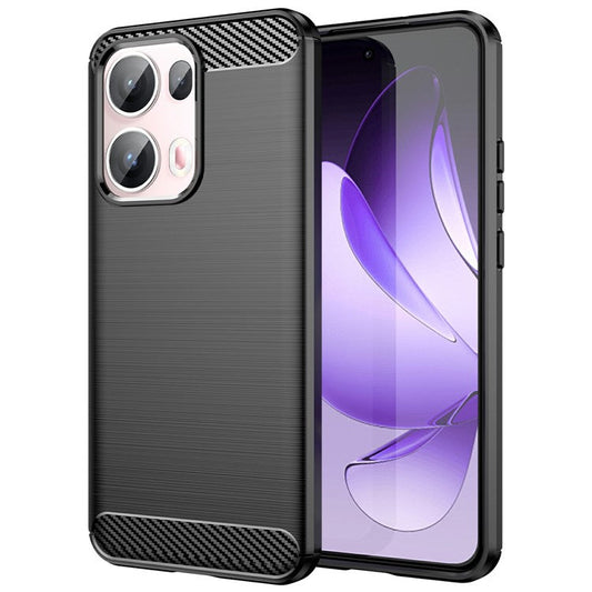 For Oppo Reno13 Pro 5G Case Protective Phone Cover Carbon Fiber Texture Brushed - Black