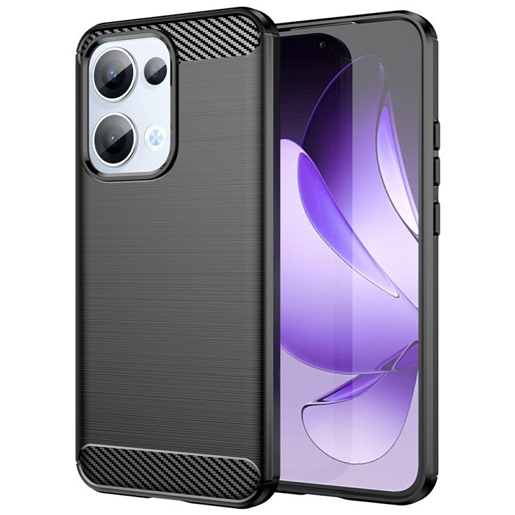 For Oppo Reno13 5G (Global) Case Protective Phone Cover Carbon Fiber Texture Brushed - Black