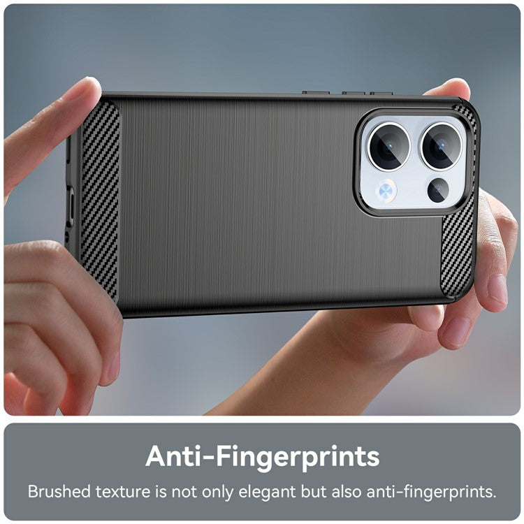 For Oppo Reno13 5G (Global) Case Protective Phone Cover Carbon Fiber Texture Brushed - Black
