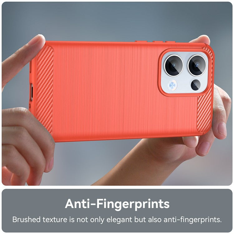 For Oppo Reno13 5G (Global) Case Protective Phone Cover Carbon Fiber Texture Brushed - Red