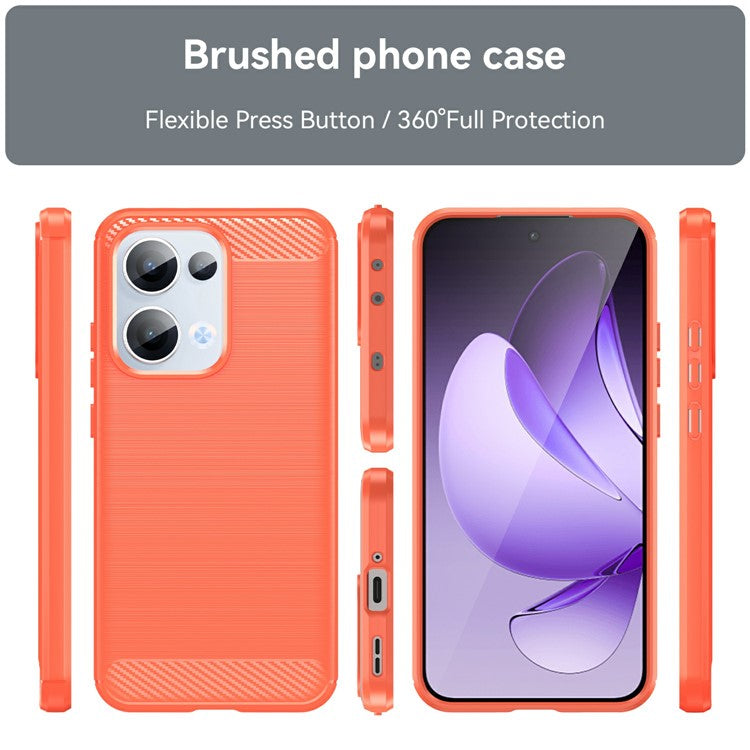 For Oppo Reno13 5G (Global) Case Protective Phone Cover Carbon Fiber Texture Brushed - Red