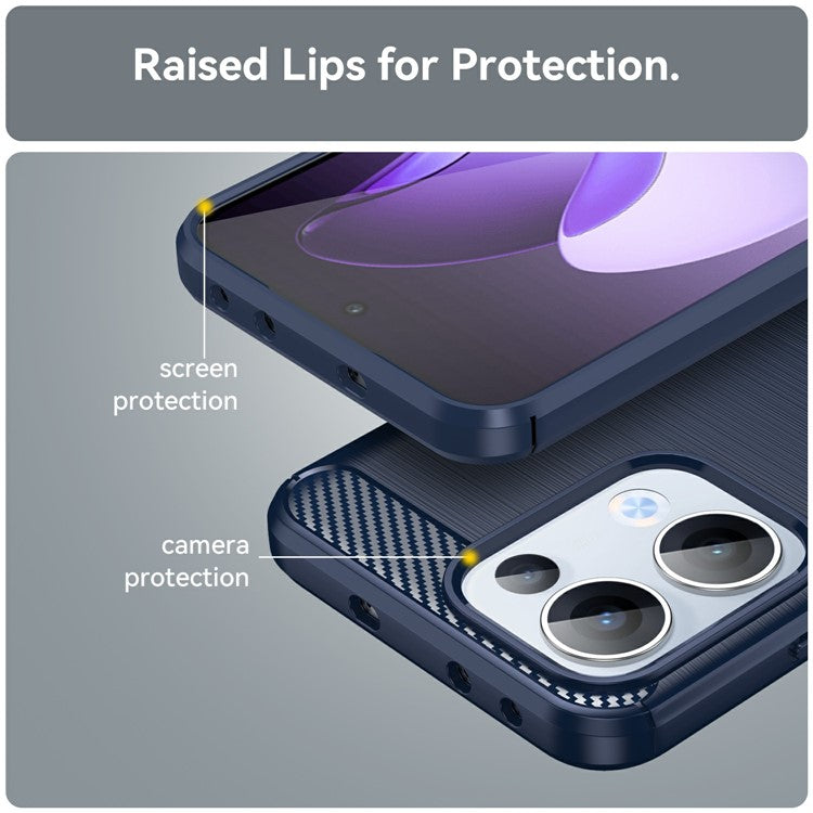 For Oppo Reno13 5G (Global) Case Protective Phone Cover Carbon Fiber Texture Brushed - Blue