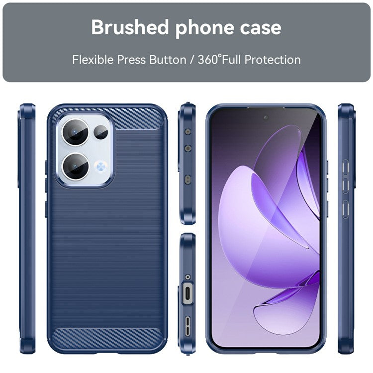 For Oppo Reno13 5G (Global) Case Protective Phone Cover Carbon Fiber Texture Brushed - Blue