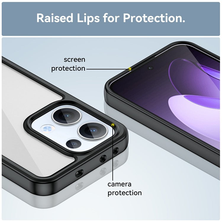 For Oppo Reno13 5G (Global) Case TPU + Acrylic Protective Clear Phone Cover - Black