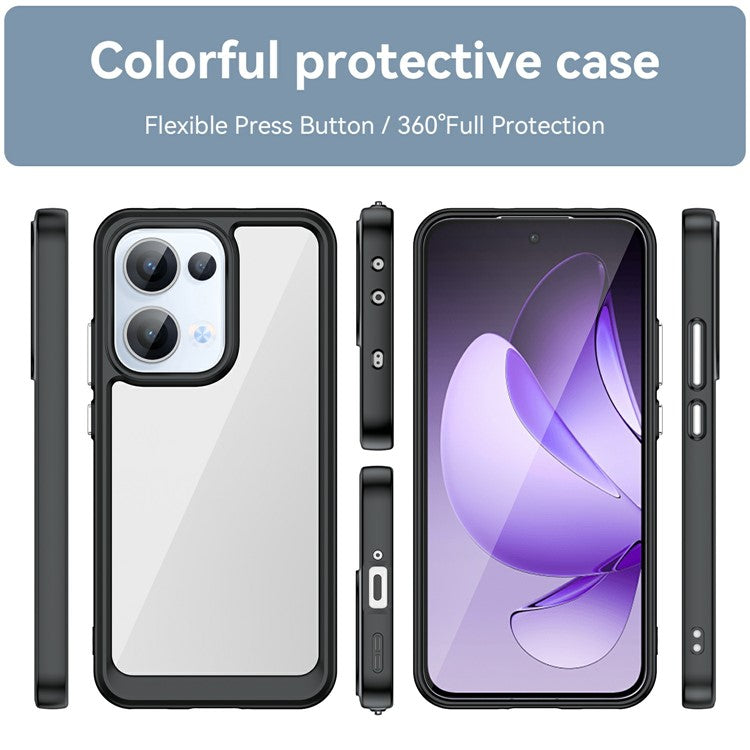 For Oppo Reno13 5G (Global) Case TPU + Acrylic Protective Clear Phone Cover - Black
