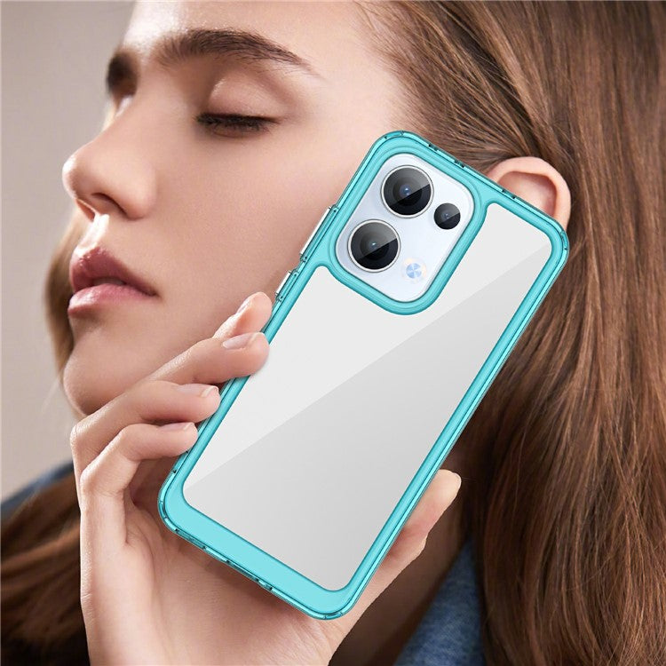 For Oppo Reno13 5G (Global) Case TPU + Acrylic Protective Clear Phone Cover - Transparent Blue