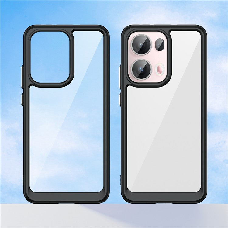 For Oppo Reno13 Pro 5G Case TPU + Acrylic Protective Clear Phone Cover - Black