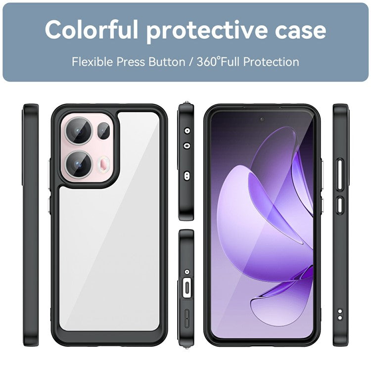 For Oppo Reno13 Pro 5G Case TPU + Acrylic Protective Clear Phone Cover - Black