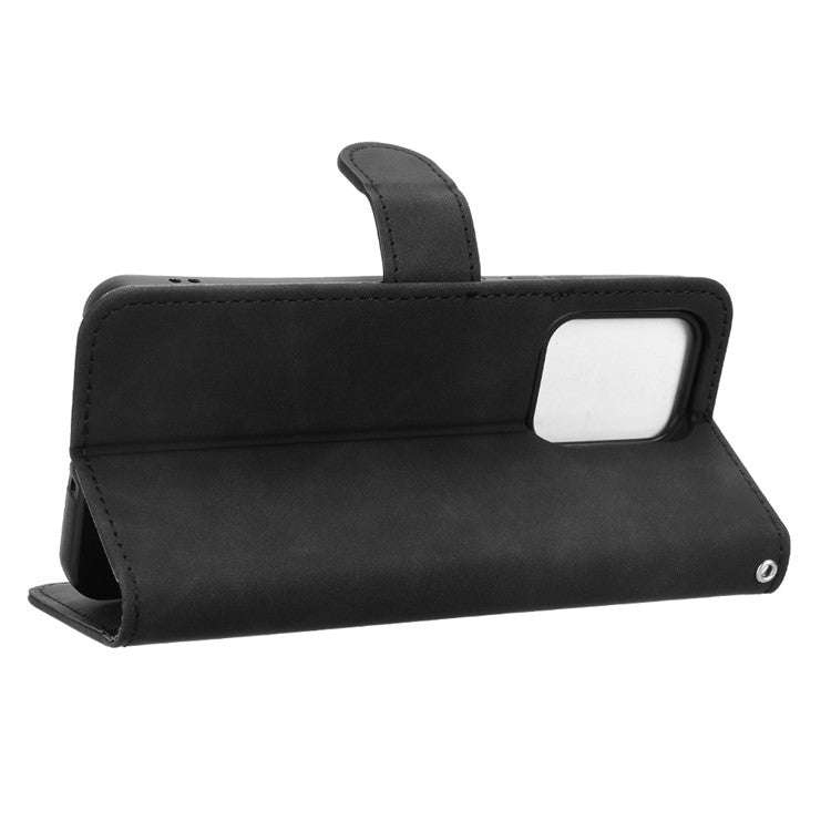 For Oppo Reno13 F 5G Leather Case Skin Feel Anti Drop Wallet Flip Phone Cover - Black