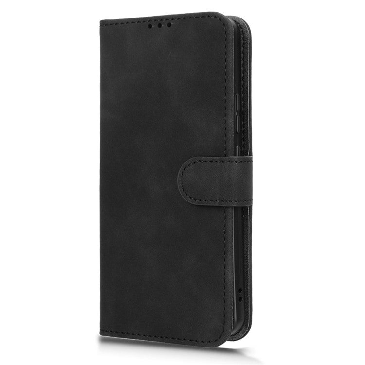 For Oppo Reno13 F 5G Leather Case Skin Feel Anti Drop Wallet Flip Phone Cover - Black