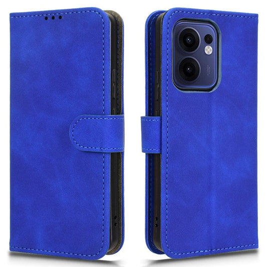 For Oppo Reno13 F 5G Leather Case Skin Feel Anti Drop Wallet Flip Phone Cover - Blue