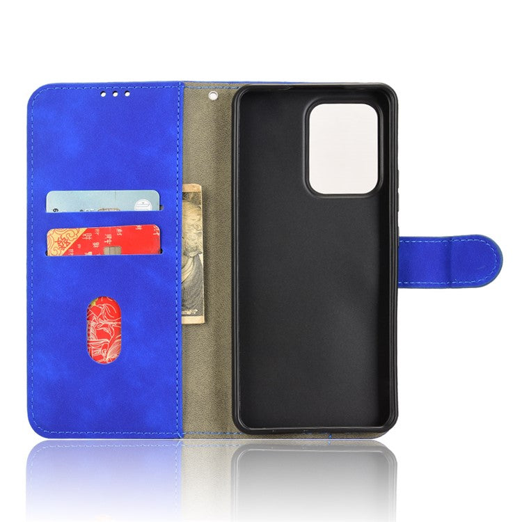 For Oppo Reno13 F 5G Leather Case Skin Feel Anti Drop Wallet Flip Phone Cover - Blue