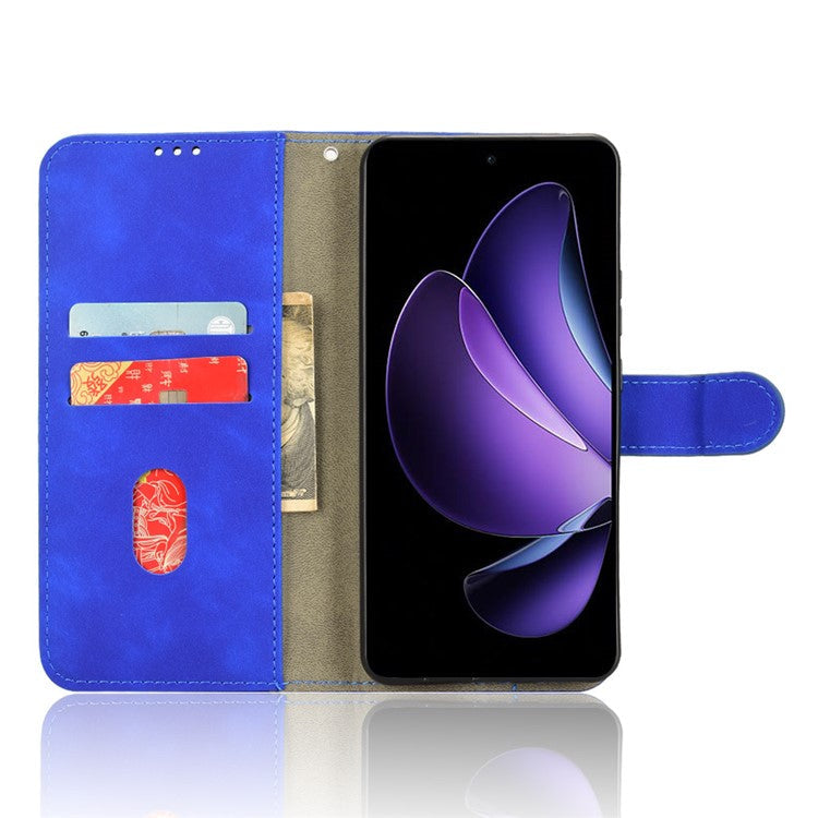 For Oppo Reno13 F 5G Leather Case Skin Feel Anti Drop Wallet Flip Phone Cover - Blue