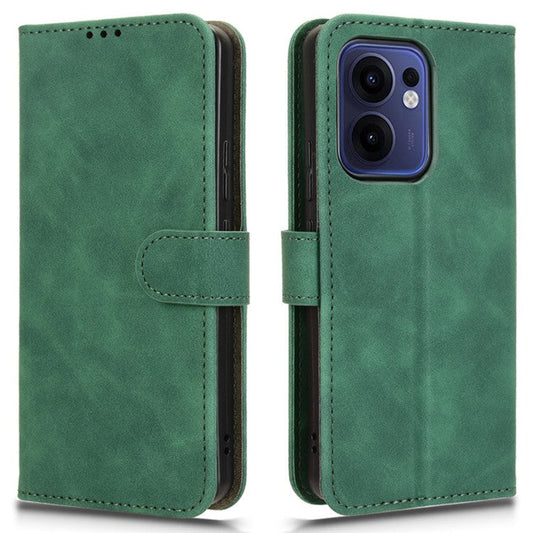 For Oppo Reno13 F 5G Leather Case Skin Feel Anti Drop Wallet Flip Phone Cover - Green