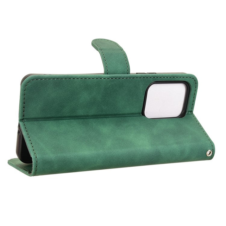 For Oppo Reno13 F 5G Leather Case Skin Feel Anti Drop Wallet Flip Phone Cover - Green