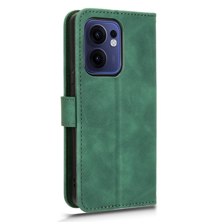 For Oppo Reno13 F 5G Leather Case Skin Feel Anti Drop Wallet Flip Phone Cover - Green