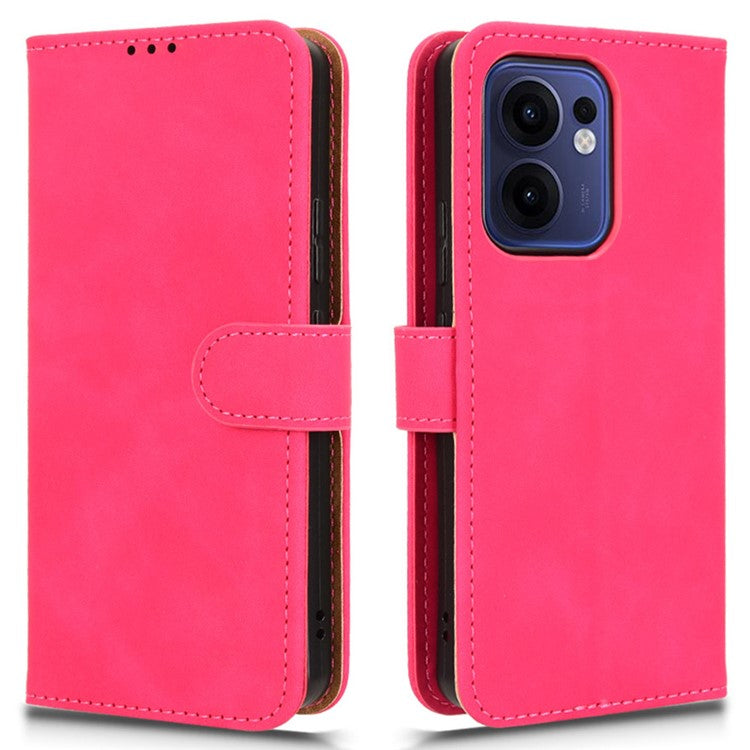 For Oppo Reno13 F 5G Leather Case Skin Feel Anti Drop Wallet Flip Phone Cover - Rose