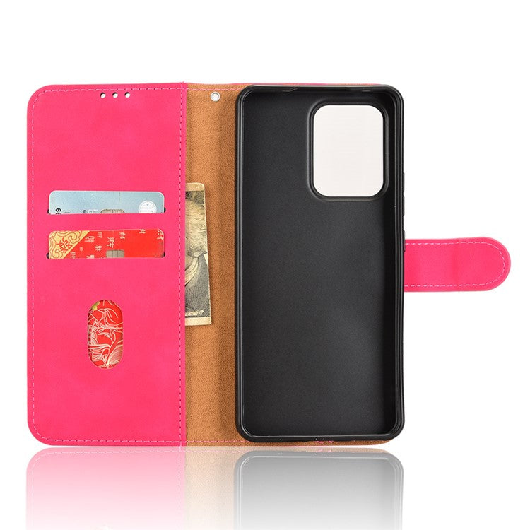 For Oppo Reno13 F 5G Leather Case Skin Feel Anti Drop Wallet Flip Phone Cover - Rose