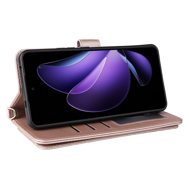 For Oppo Reno13 F 5G / 4G Wallet Case with Shoulder / Wrist Strap Leather Phone Cover Stand - Pink