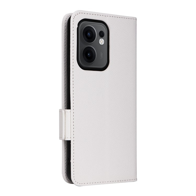 For Oppo Reno13 F 5G / 4G Case with Wrist Strap Litchi Texture PU Leather Wallet Phone Cover - White