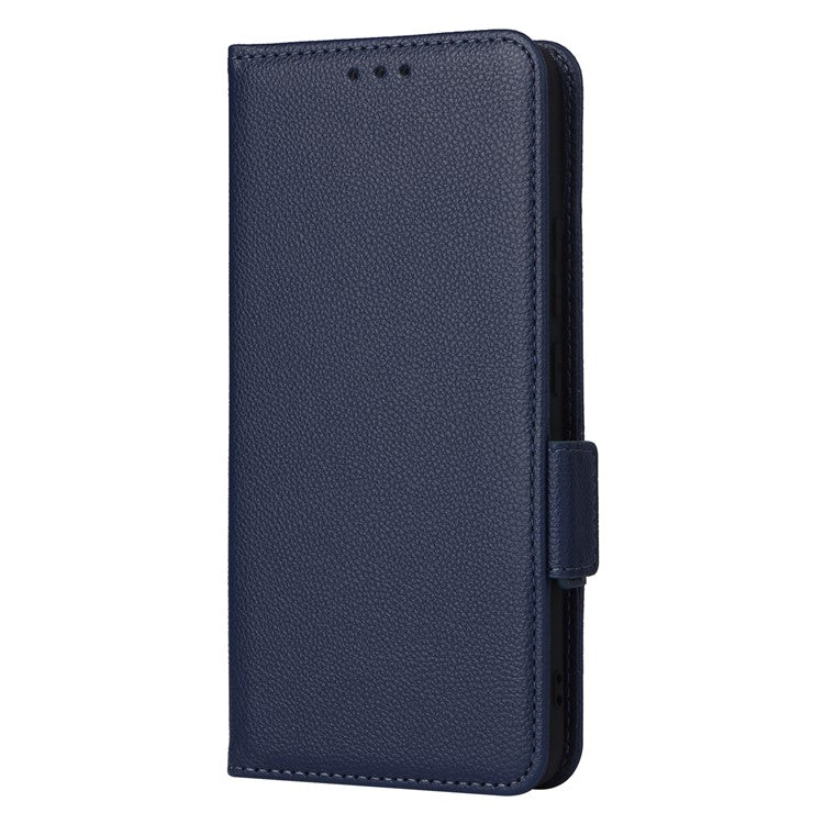 For Oppo Reno13 F 5G / 4G Case with Wrist Strap Litchi Texture PU Leather Wallet Phone Cover - Dark Blue