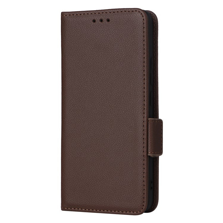 For Oppo Reno13 F 5G / 4G Case with Wrist Strap Litchi Texture PU Leather Wallet Phone Cover - Brown