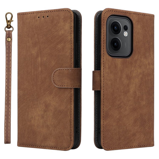 For Oppo Reno13 F 5G / 4G Wallet Case RFID Blocking PU Leather Cover Stand View - Brown