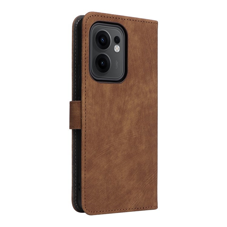 For Oppo Reno13 F 5G / 4G Wallet Case RFID Blocking PU Leather Cover Stand View - Brown