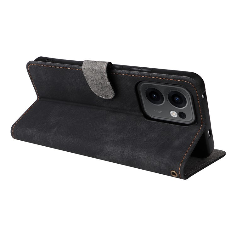 For Oppo Reno13 F 5G / 4G Wallet Case RFID Blocking PU Leather Cover Stand View - Black