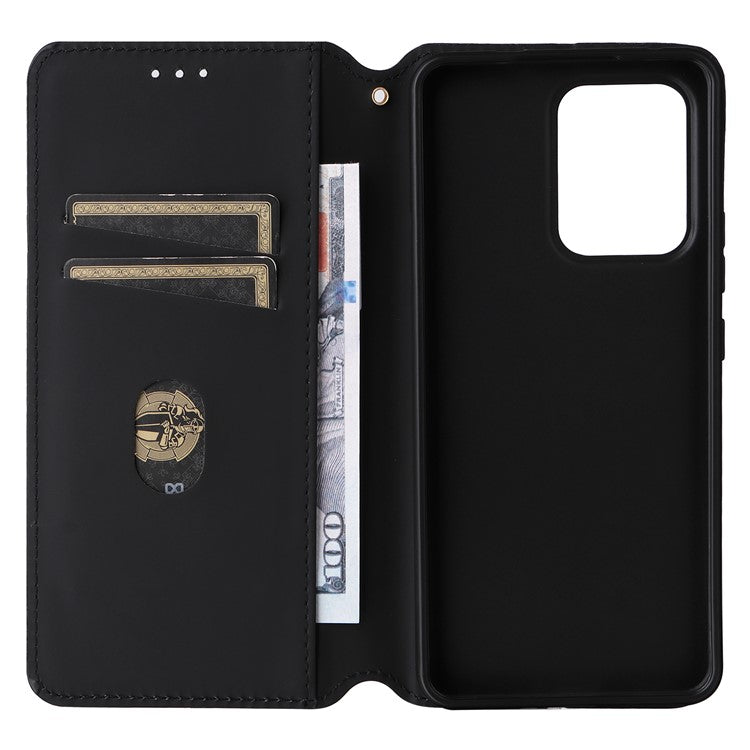 For Oppo Reno13 F 5G / 4G Wallet Case Rhombus Imprinted Leather Phone Cover - Black