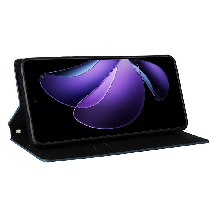 For Oppo Reno13 F 5G / 4G Wallet Case Rhombus Imprinted Leather Phone Cover - Blue