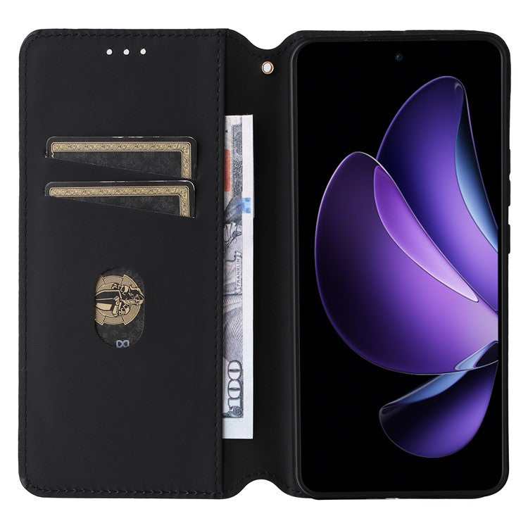 For Oppo Reno13 F 5G / 4G Wallet Case Rhombus Imprinted Leather Phone Cover - Purple