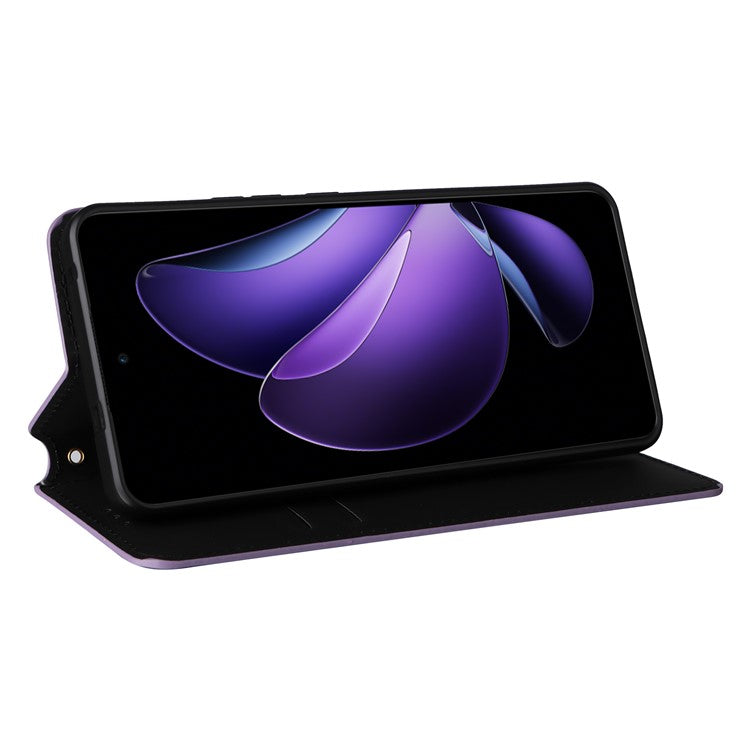 For Oppo Reno13 F 5G / 4G Wallet Case Rhombus Imprinted Leather Phone Cover - Purple