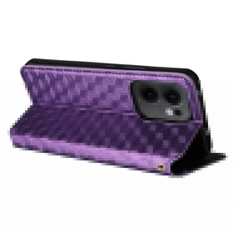 For Oppo Reno13 F 5G / 4G Wallet Case Rhombus Imprinted Leather Phone Cover - Purple