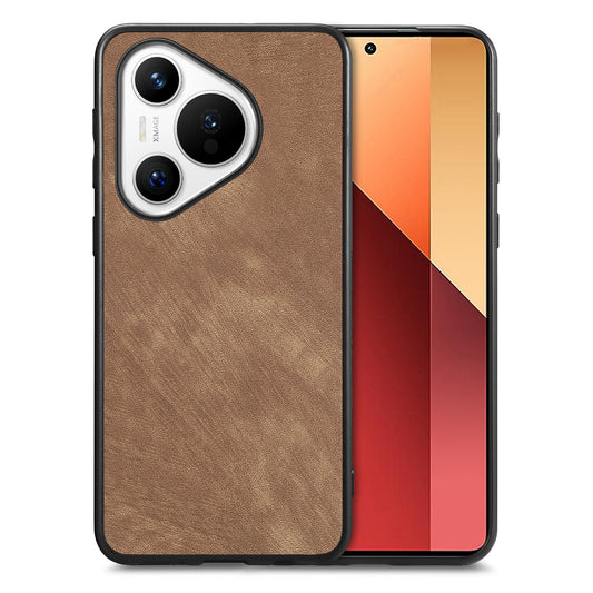 For Huawei Pura 70 Case Shockproof Slim Retro Leather Phone Back Cover - Brown