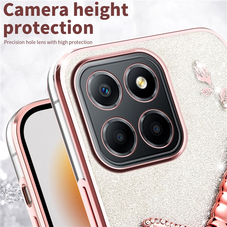 KADEM For Honor X8 5G Case Dragonfly Kickstand TPU Flowers Glitter Phone Cover - Blue