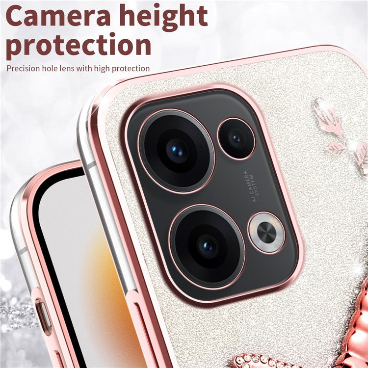 KADEM For Oppo Reno13 5G (Global) Case Dragonfly Kickstand TPU Flowers Glitter Phone Cover - Purple