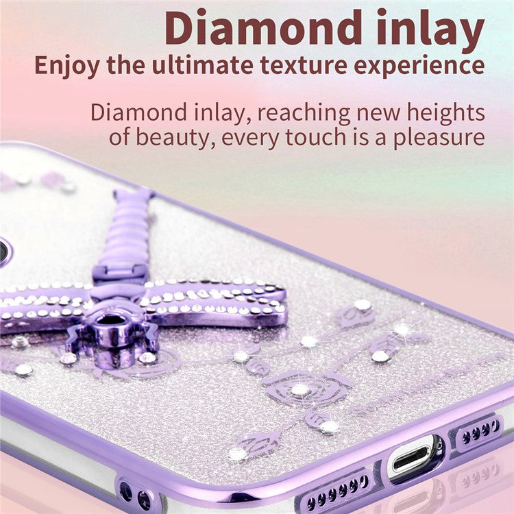 KADEM For Oppo Reno13 5G (Global) Case Dragonfly Kickstand TPU Flowers Glitter Phone Cover - Pink