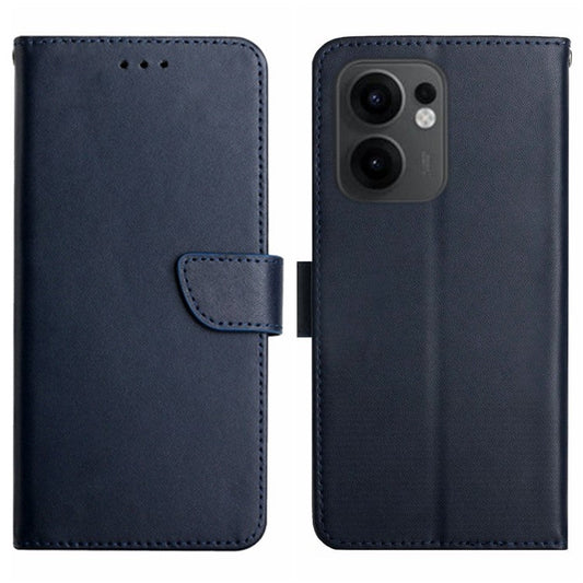 For Oppo Reno13 F 5G / 4G Case Genuine Cow Leather Phone Cover Nappa Texture - Blue