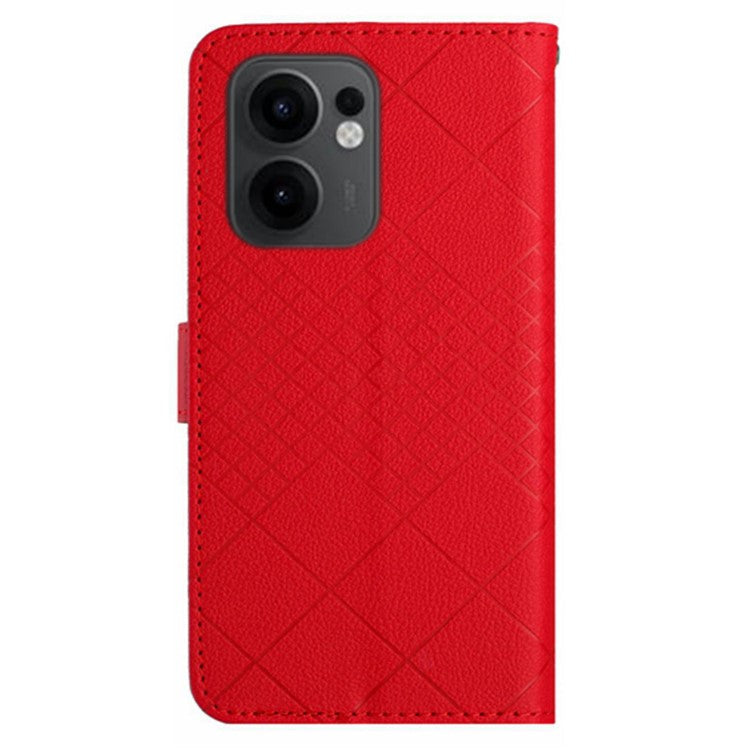 For Oppo Reno13 F 5G / 4G Wallet Phone Case Imprint PU Leather Flip Folio Cover - Red