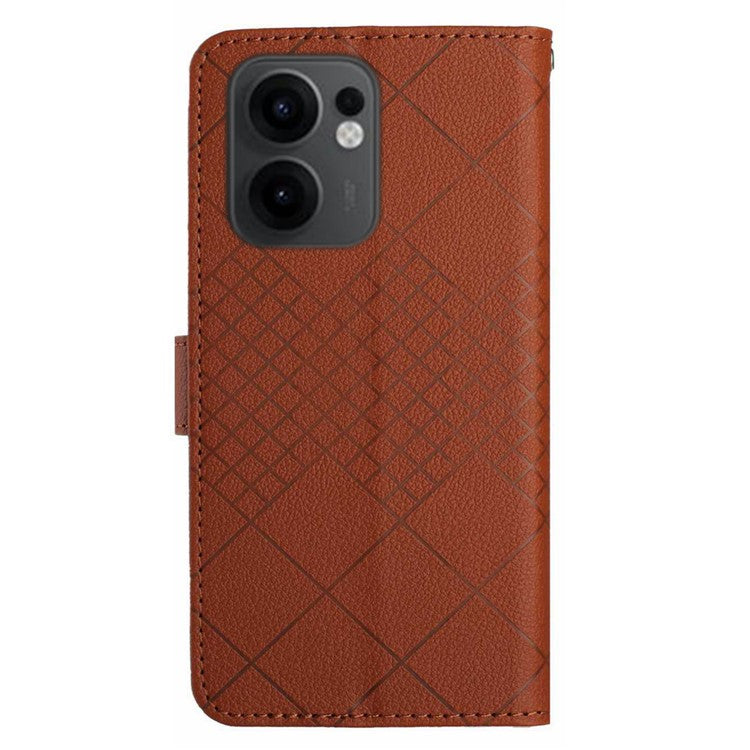 For Oppo Reno13 F 5G / 4G Wallet Phone Case Imprint PU Leather Flip Folio Cover - Brown