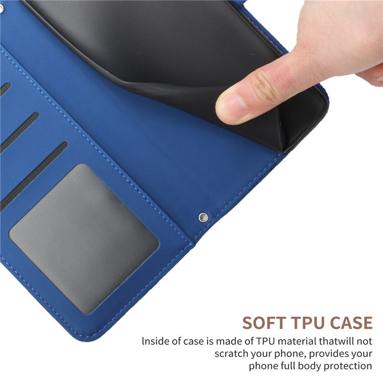 For Oppo Reno13 5G (Global) Case Butterfly Flower Imprinted Leather Phone Cover with Strap - Blue