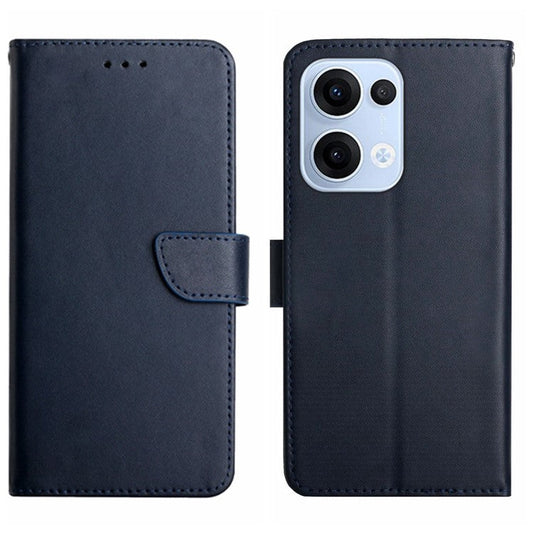 For Oppo Reno13 5G (Global) Case Genuine Cow Leather Phone Cover Nappa Texture - Blue