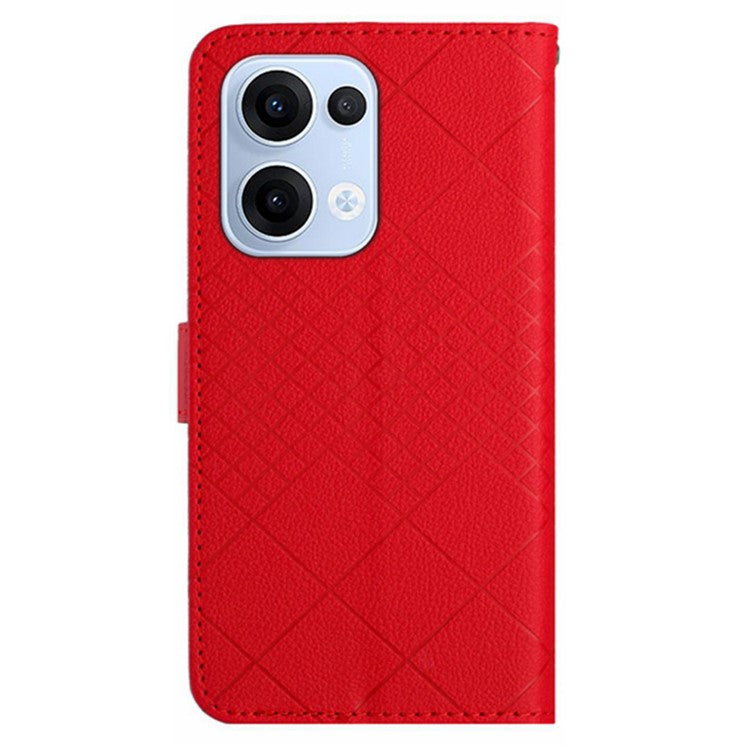 For Oppo Reno13 5G (Global) Wallet Phone Case Imprint PU Leather Flip Folio Cover - Red
