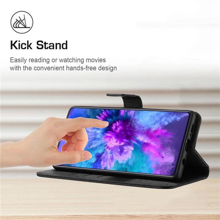 For Oppo Reno13 5G (Global) Wallet Phone Case Imprint PU Leather Flip Folio Cover - Black